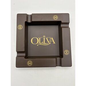 Oliva Cigar Plastic Square Ashtray Four Individual Cigar Rest Matte brown Finish